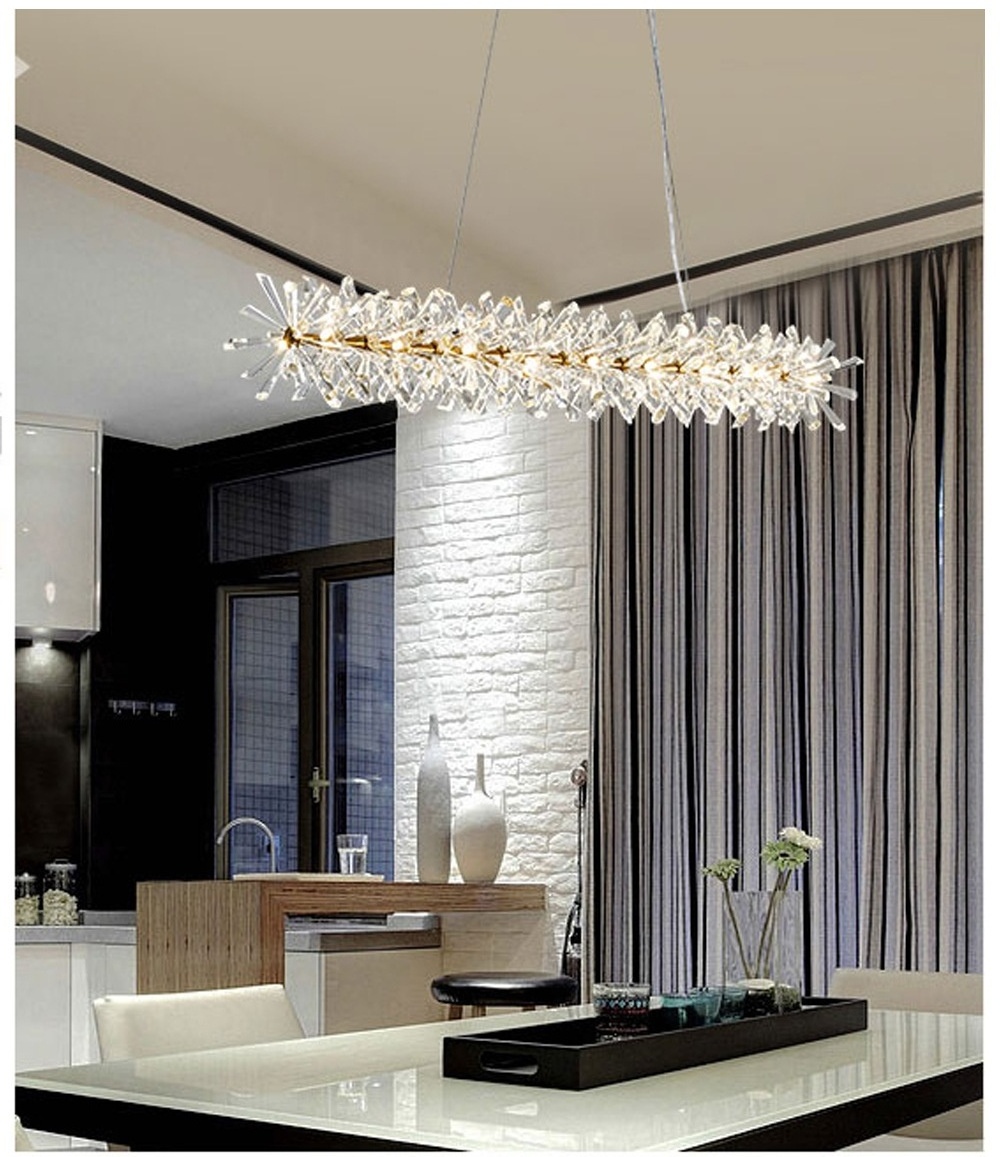 Gold Modern Chandelier LED Crystal Snow Flower Chandelier Ring Circle Contemporary Pendant Light Fixture