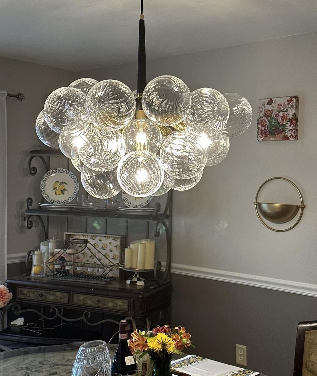 Longree Modern Bubble Ball Chandelier Swirled Glass 6-Lights D24