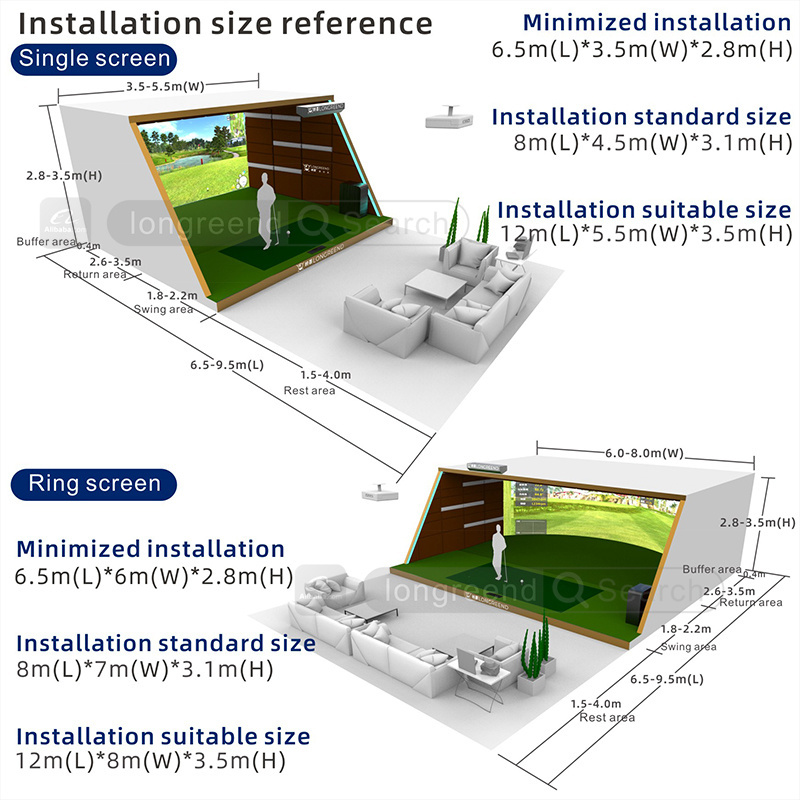 LONGREEND home use or office for Improving golf Skill Indoor golf exerciser 3D golf simulator trainer