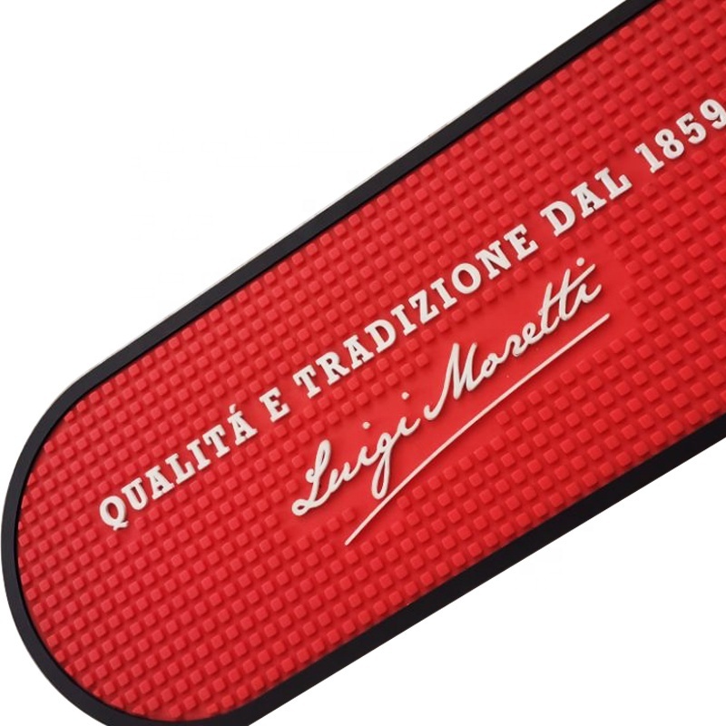 Birra Moretti macallan sublimation custom logo mats led rubber pvc bar spill mat