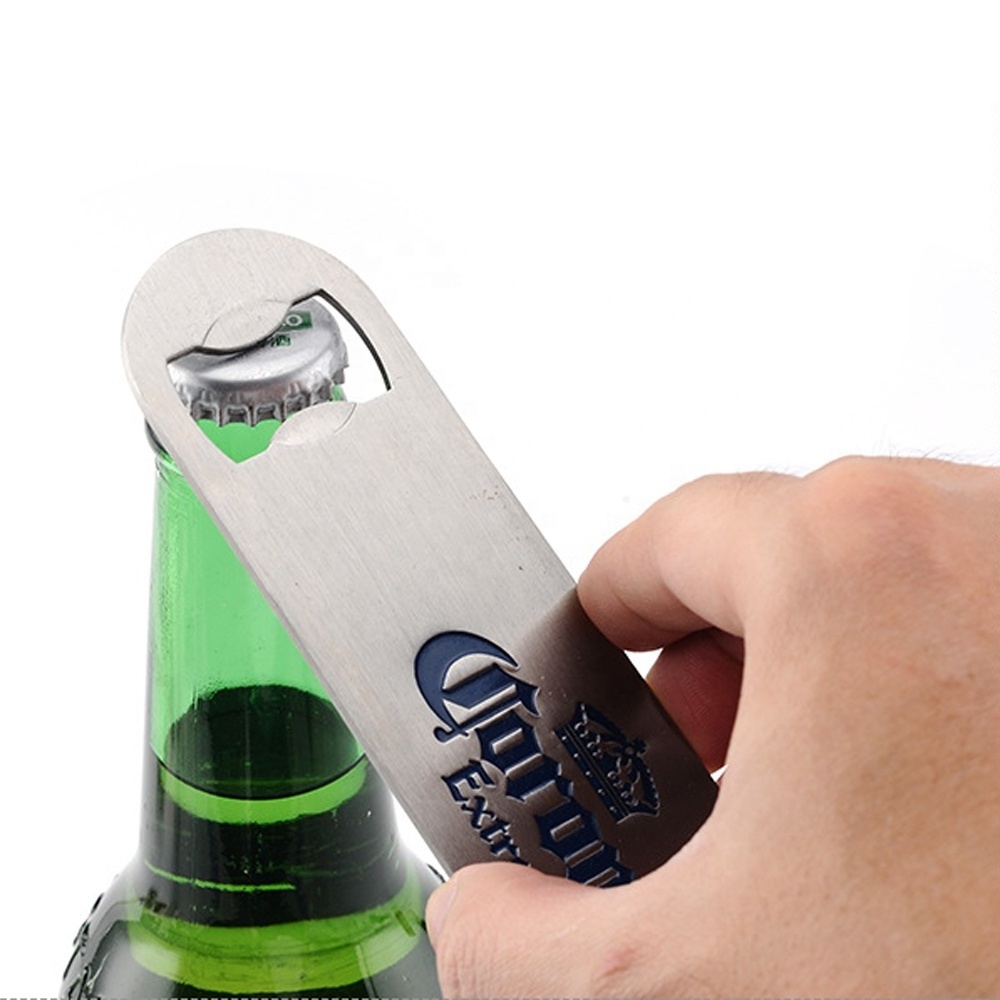 Wholesale Customized Logo Bar Blade Blank Brushed Metal Stainless Steel Beer Bottle Opener