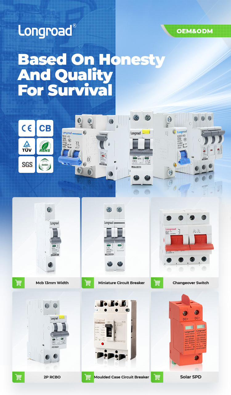 DZ47-63 1p 2P 3P 4P Din Rail Mini MCB 6A 10A 16A 20A 16A 10A 32A 25A 40A 63A AC Miniature Circuit Breaker With CE Certificate