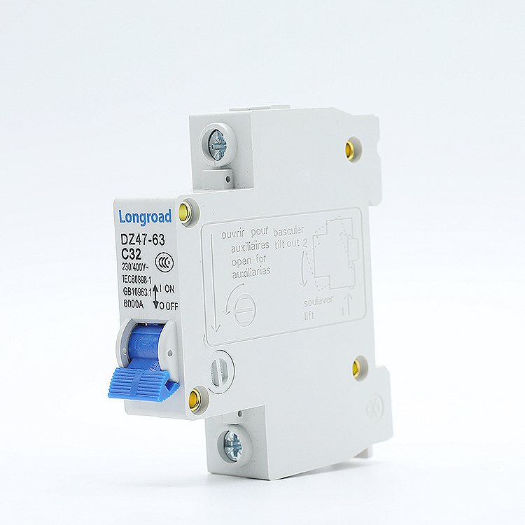 DZ47-63 1p 2P 3P 4P Din Rail Mini MCB 6A 10A 16A 20A 16A 10A 32A 25A 40A 63A AC Miniature Circuit Breaker With CE Certificate