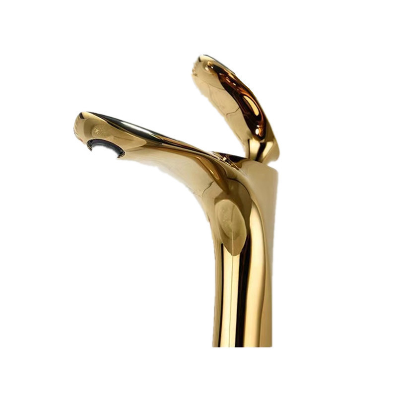 Factory Price Modern Design Single Wash Basin Faucets Wholesale Brass Golden Faucet