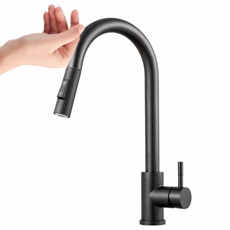 High Quality 304 Stainless Steel Pull Type Water Tank Touch Sprayer Smart Kitchen Faucet