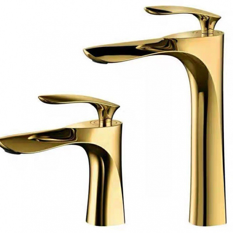 Factory Price Modern Design Single Wash Basin Faucets Wholesale Brass Golden Faucet