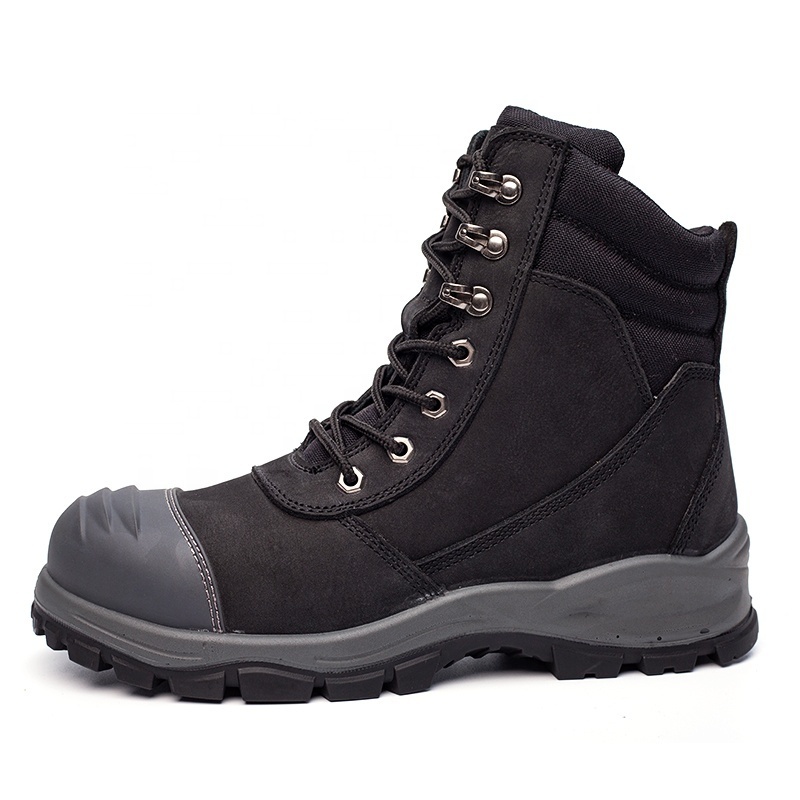 High-cut Protect Top layer Nubuck Leather Upper Wide Steel Toe Cap PU TPU Outsole Safety Shoes