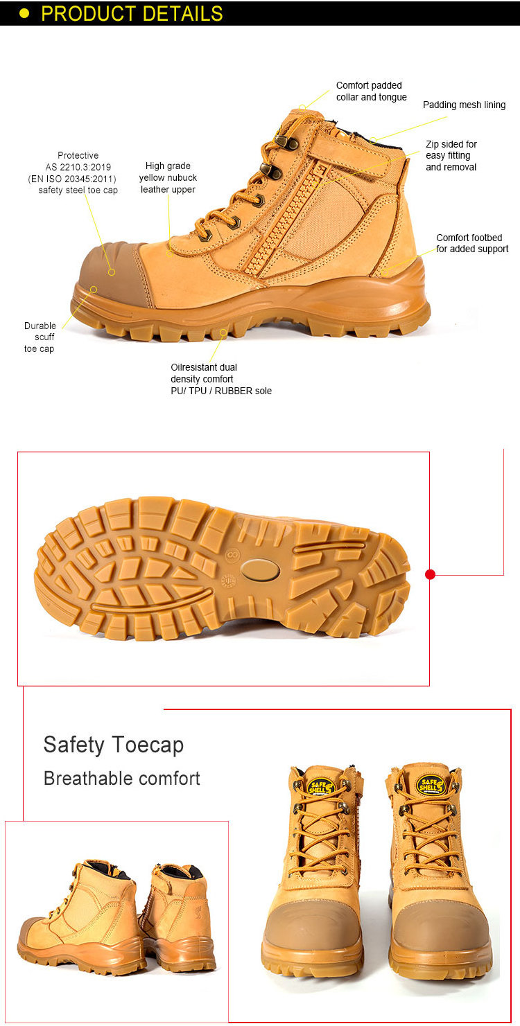 Australia Sale Work Safety Boots Steel Toe High Grade Nubuck Leather Safety Shoes Safety Boots