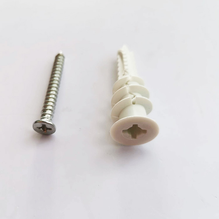 ribbed plastic drywall anchor kit with screws M4*35  nylon anchor screw plug plastic drywall anchor