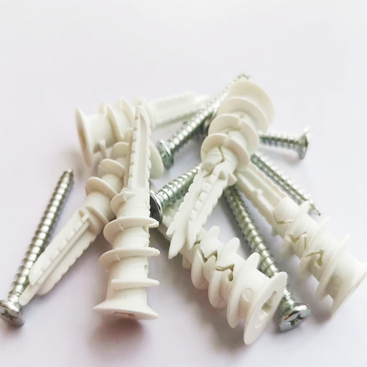 ribbed plastic drywall anchor kit with screws M4*35  nylon anchor screw plug plastic drywall anchor