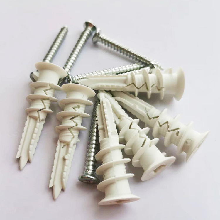 ribbed plastic drywall anchor kit with screws M4*35  nylon anchor screw plug plastic drywall anchor