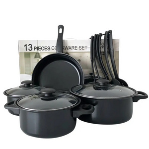 High Quality Pot Set Cast Iron Cookware Set Non Stick Cookware Sets Frying Pan Custom Soup Pot With Lid Carbon Steel Material