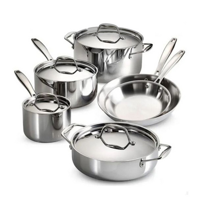 High Quality 201 Stainless Steel Pan Frying Pan Steel Pot Stainless Pot Set With Glass Lid Stainless Steel Pot Set Cookware