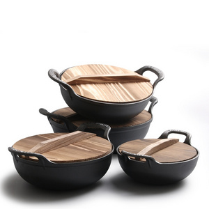 Rongde Stock Pot Set Large Soup Pot Double Bottom Cooking Pan Cast Iron With Glass Cover Custom Pots Frying Pan Set