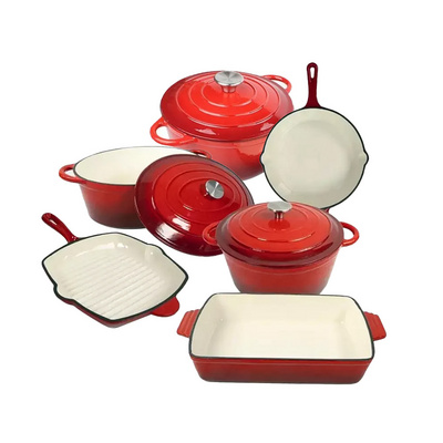 Cooking Pot Set Hot Selling 9 PCS Non Stick Pot Set Cookware Sets Non Stick Cast Iron Cookware Soup Pot OEM Free Pairing