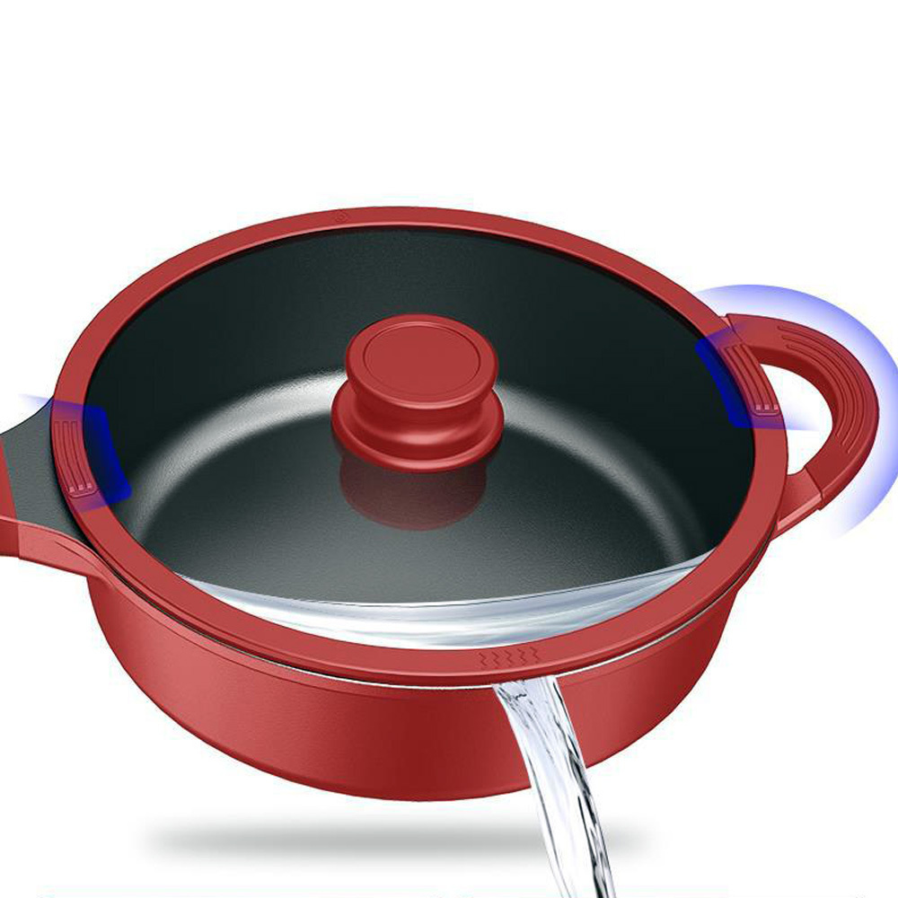 Deep Frying Pan Aluminum Nonstick Sauce Pan With Clear Glass Lid For Homemade Cooking Kitchen Use