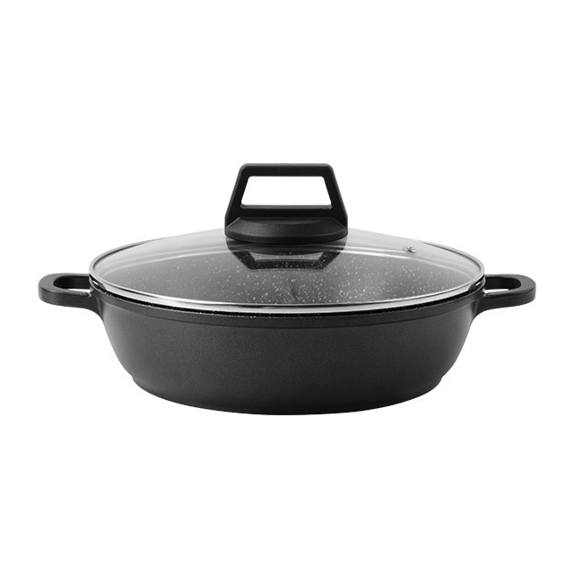 Rongde Stock Pot Set Large Soup Pot Double Bottom Cooking Pan Cast Iron With Glass Cover Custom Pots Frying Pan Set