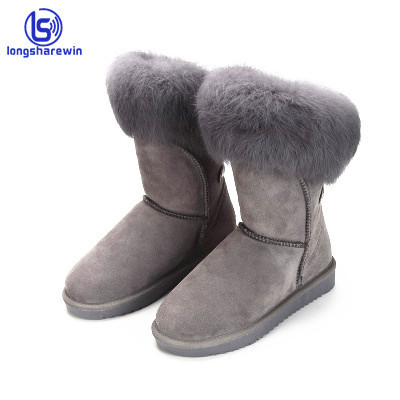 top quality scrub cowhide material cow suede long raccoon fur snow winter  boots