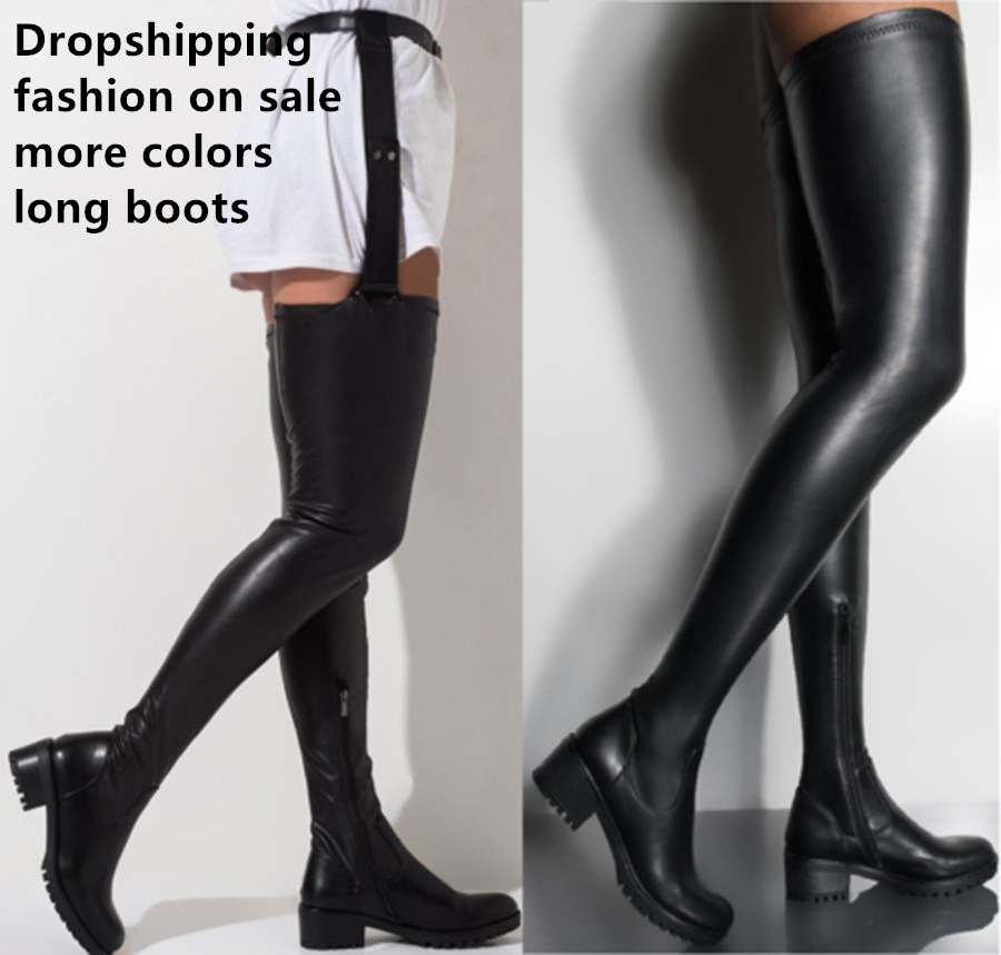 2022 Eur 34-43 MOQ 1Ladies thigh high heels boots overknee high heel pointy long custom stiletto Sexy velvet kneeover sexy boots