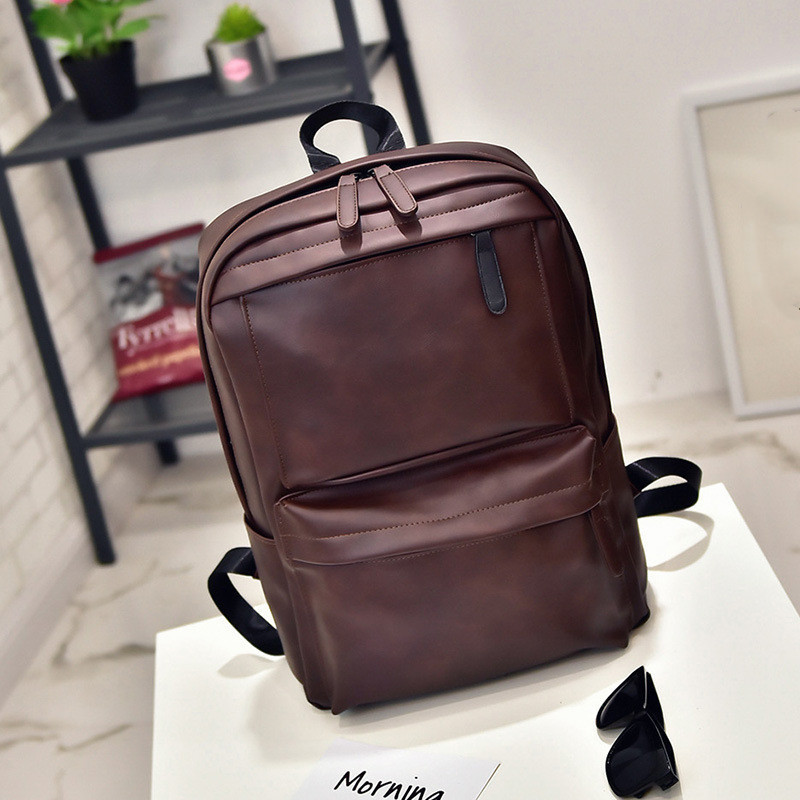 Fashion New Student Waterproof Backpack Laptop School Bag Durable Pu Leather Backpack for Men