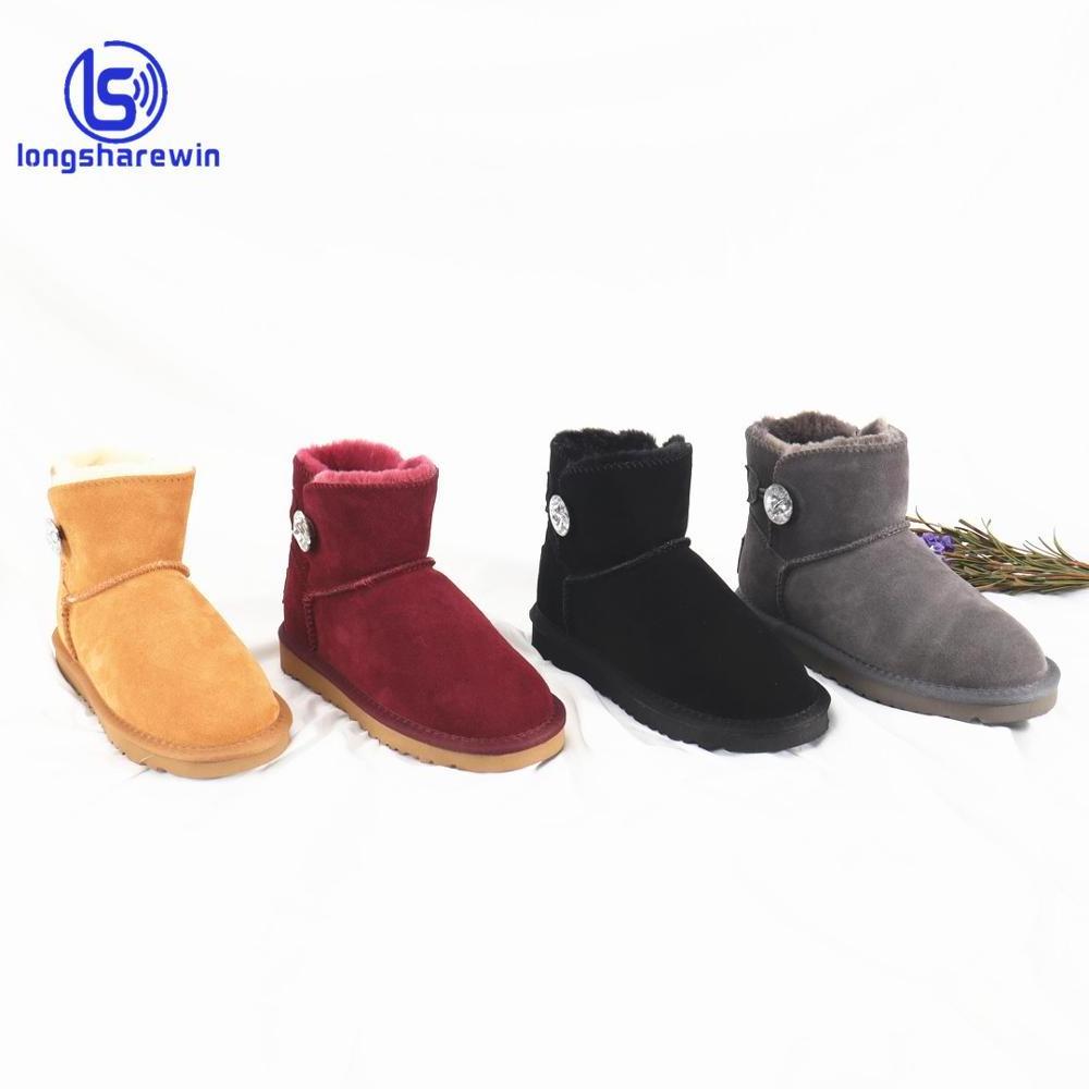 Wholesale Australian Sheepskin Fur Genuine Leather  Bow Winter Snow Boots Shoes For Women