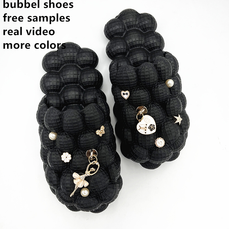 Free samples Cheap Bubble Slippers Flip Flop for Women'S and Men'S Fashion Outdoor Slippers EVA Unisex Bubble Slides with charms