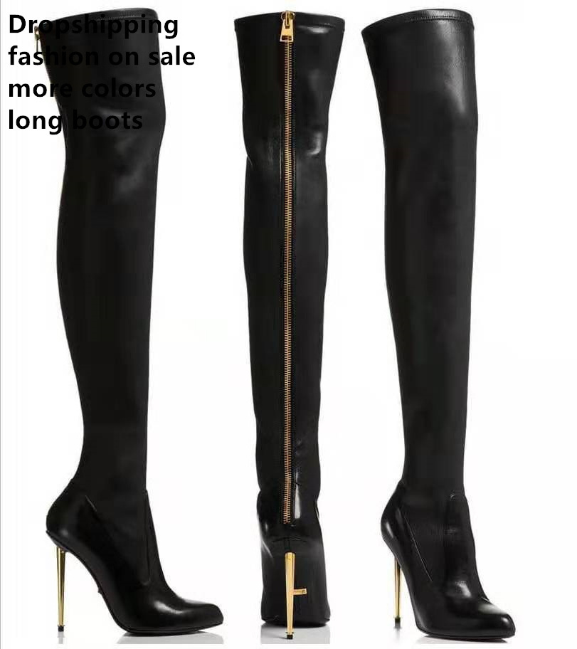 2022 Eur 34-43 MOQ 1Ladies thigh high heels boots overknee high heel pointy long custom stiletto Sexy velvet kneeover sexy boots