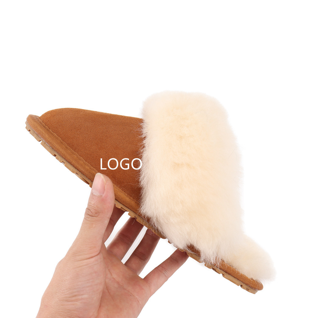 Fashion wholesale Australia sheepskin fur slides women real lamb fur women's shoes plush fluffy wool slipper