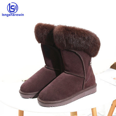 top quality scrub cowhide material cow suede long raccoon fur snow winter  boots