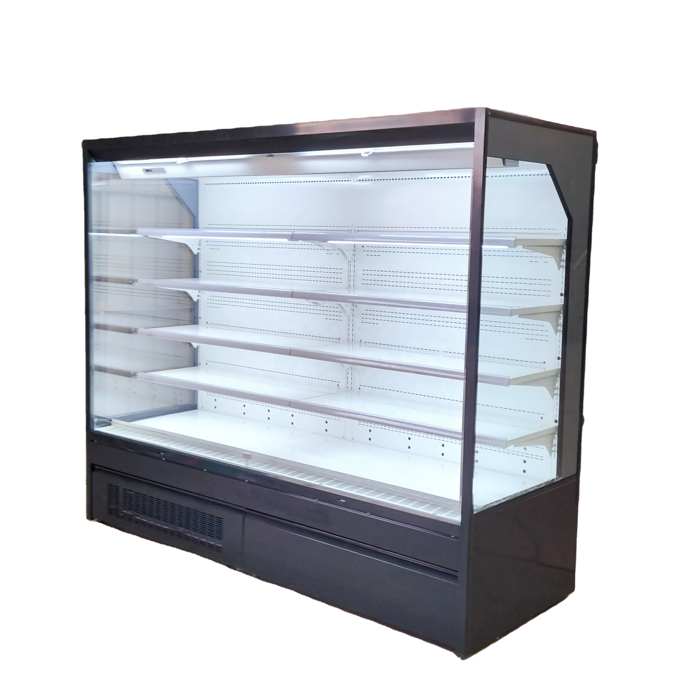 Vegetable fruit beverage display chiller Multi-deck supermarket wall mounted open display refrigerator