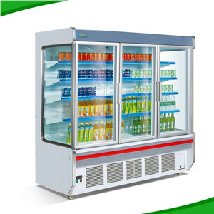 Open chiller bar bottle refrigerator cooler 3 glass door door