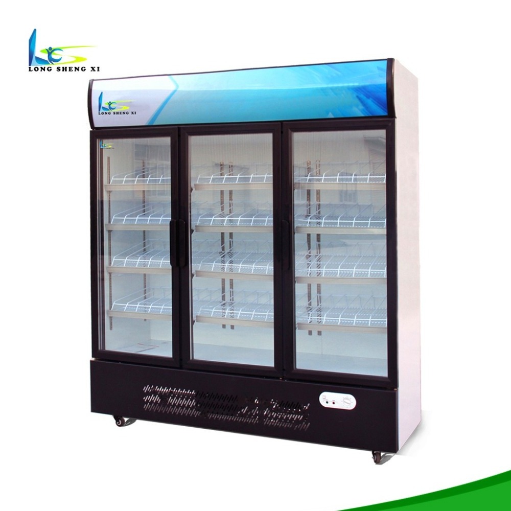 Open chiller bar bottle refrigerator cooler 3 glass door door