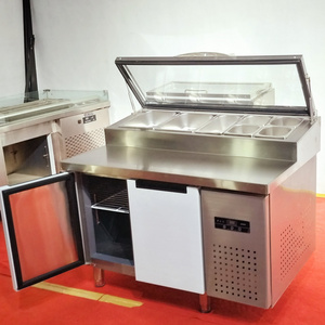 Hot Sale Commercial Prep Station Stainless Steel Refrigerator Salad Sandwich Pizza Prep Table