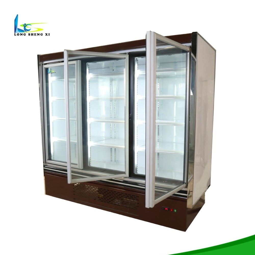 Open chiller bar bottle refrigerator cooler 3 glass door door