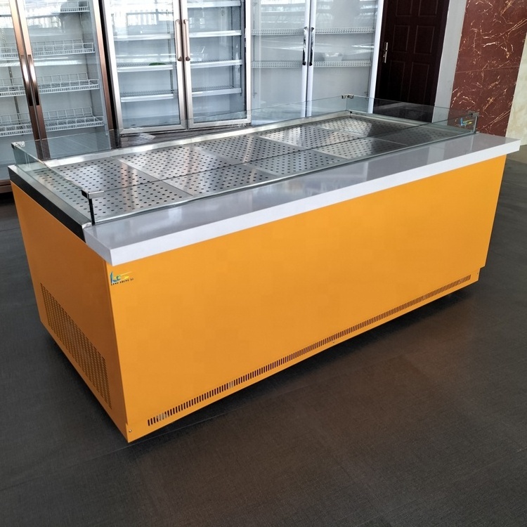 Supermarket Good Quality Ice Freezer Table Seafood Island Freezer For Fish  Butchery Display Chillers Ice Counter