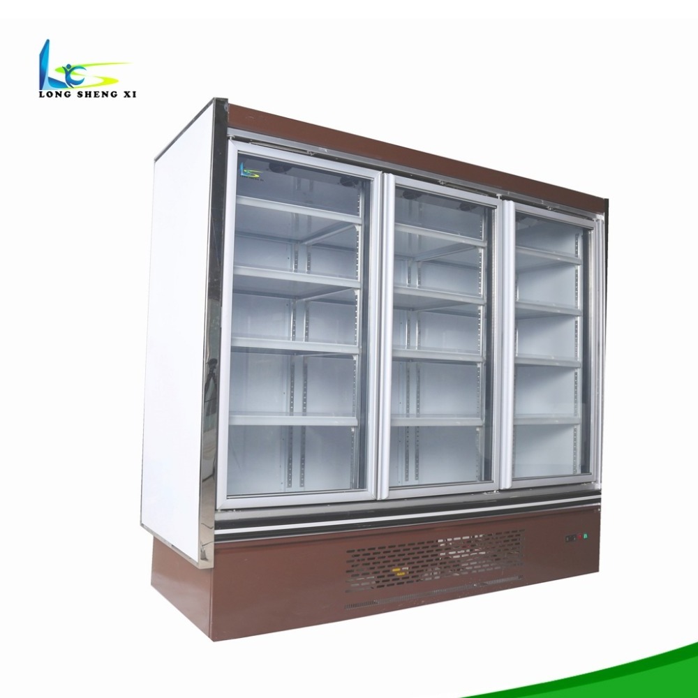 Open chiller bar bottle refrigerator cooler 3 glass door door