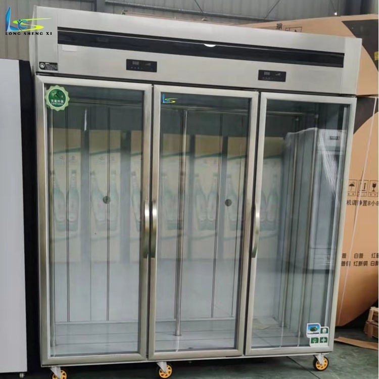 4 Doors Meat Hanging Refrigerator Upright Meat Display Chiller Stainless Steel Door Hinge With Free Hook