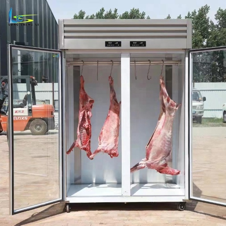 4 Doors Meat Hanging Refrigerator Upright Meat Display Chiller Stainless Steel Door Hinge With Free Hook