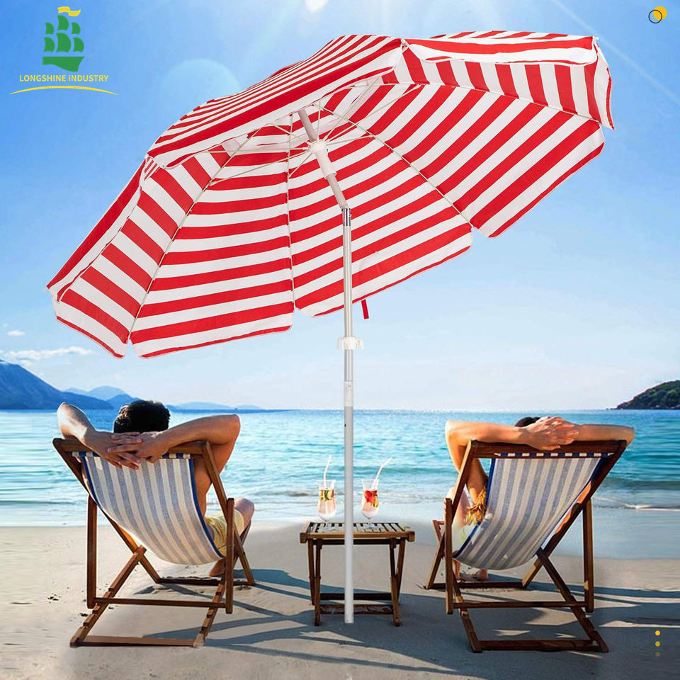 LS Beach Umbrella Retro Beach Cabana Sun Shelter Patio Umbrellas  Bases Custom Design Foldable Outdoor Beach Umbrella