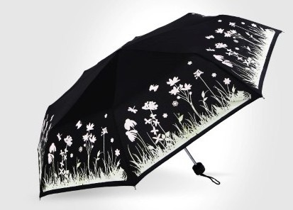 LS Amazing Fantastic Appear Customized Design Stripe Butterfly Drip 3 Fold Magic Color Change Printing Umbrella When Wet