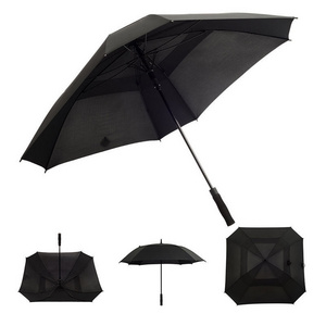 LS Double Canopy Square Golf Umbrella Square Umbrella Custom Print Automatic Square 68 Inch Windproof Straight Umbrella