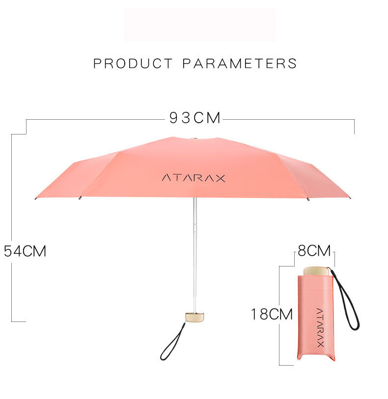 LS Portable Folded Ultralow-light 5 Folding Umbrella Sunblock UV Mini Pocket Umbrella