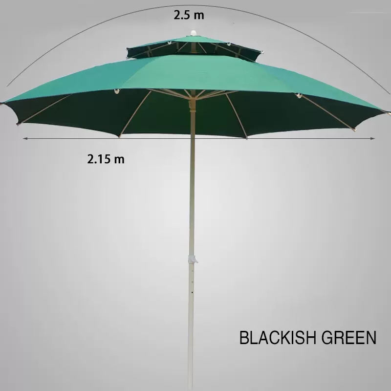 LS Custom Logo Windproof Double Canopy Fiberglass Ribs Waterproof Beach Outdoor Umbrellas