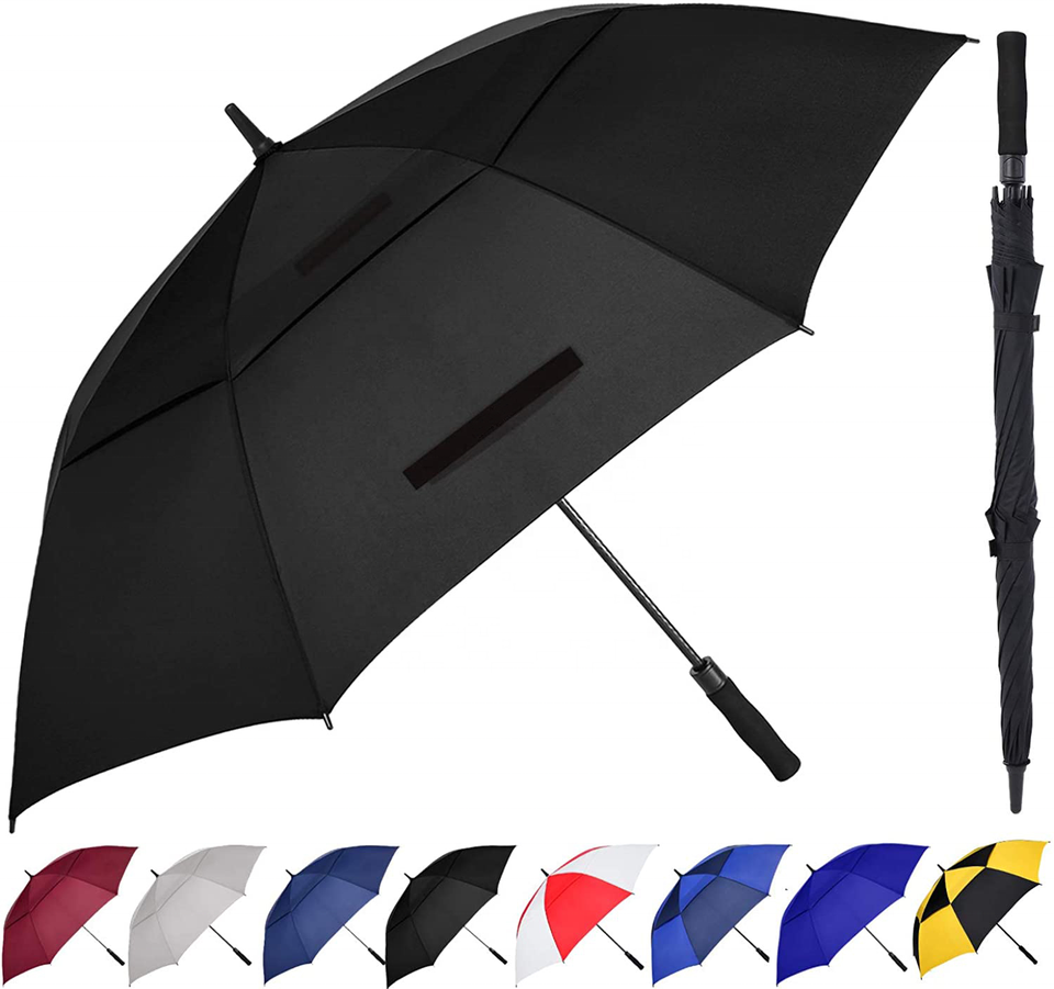 LS Double Layer Extra Large Oversized Golf Umbrella Heavy Duty Big Long Auto Open Windproof Waterproof Stick Rain Umbrella