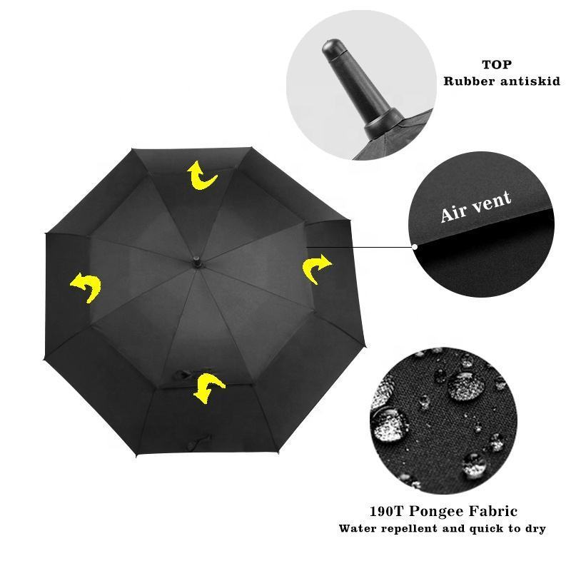 LS Double Layer Extra Large Oversized Golf Umbrella Heavy Duty Big Long Auto Open Windproof Waterproof Stick Rain Umbrella