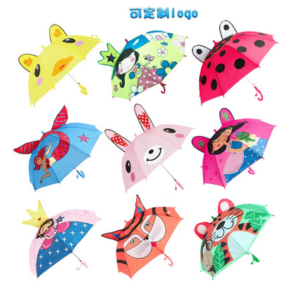 LS Popular Sale Cute Design Children Straight Manual 17''*8K Character Personalize Child 3D Kid Cartoon Umbrella