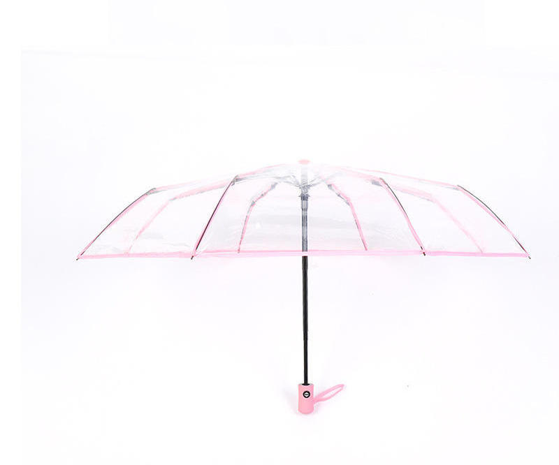 LS printing design POE transparent folding umbrella auto open and close or manu open both have clear umbrella