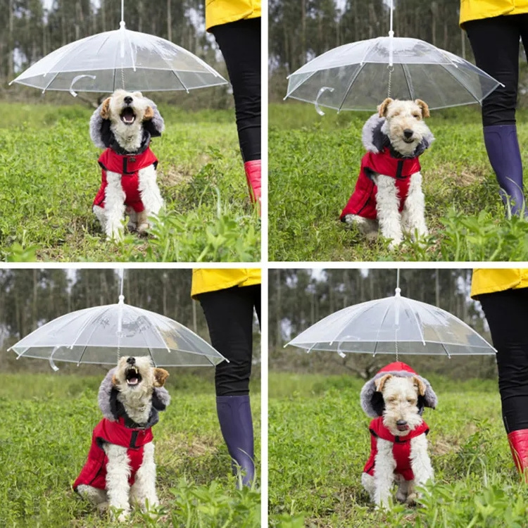 LS Pet Umbrella Leash Rainproof Snowproof Dog Umbrella Leash for Small Dogs Adjustable Doggy Umbrella