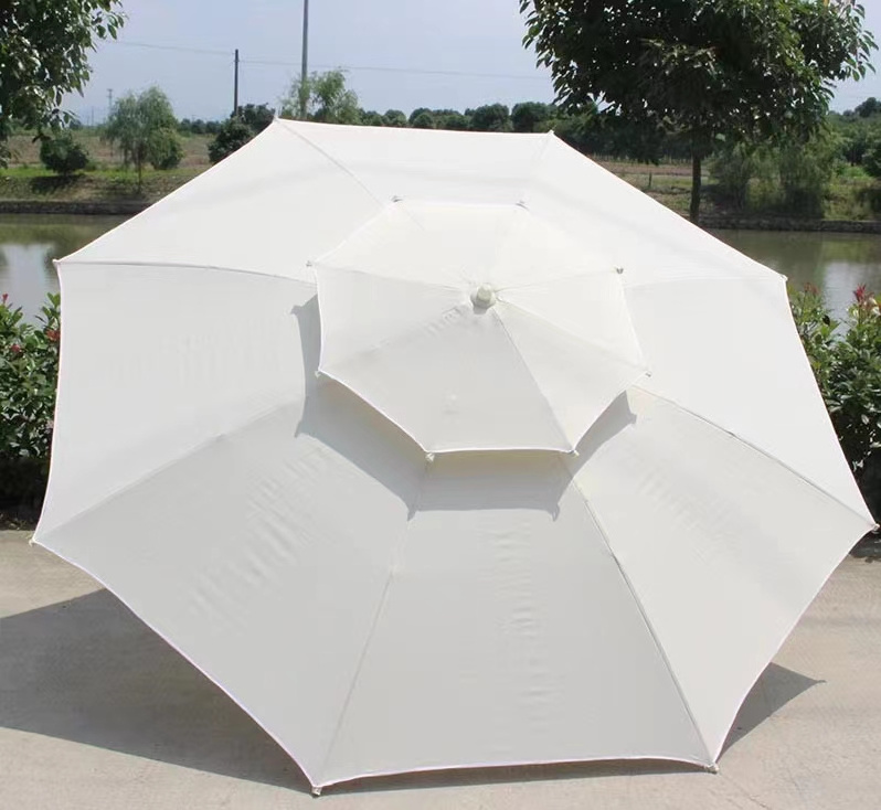 LS Custom Logo Windproof Double Canopy Fiberglass Korean style beach umbrella