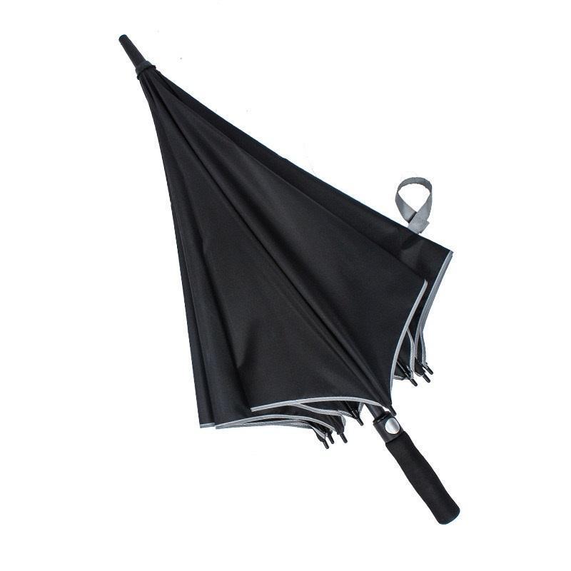 LS Large Capacity Aluminum Shaft Fiberglass Frame Black Golf Umbrella With Reflective Border